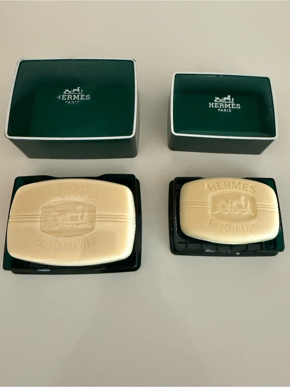 Hermès Green & Cream Eau d’Orange Verte Soap Set